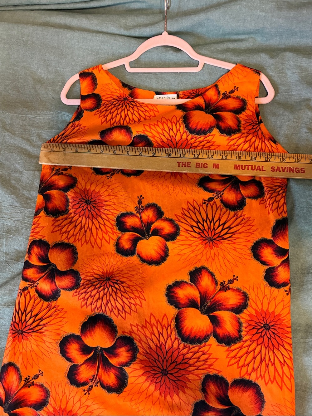 Vintage 1960s Hawaiian Hibiscus Print Orange Maxi Dress - Picture 8 of 11